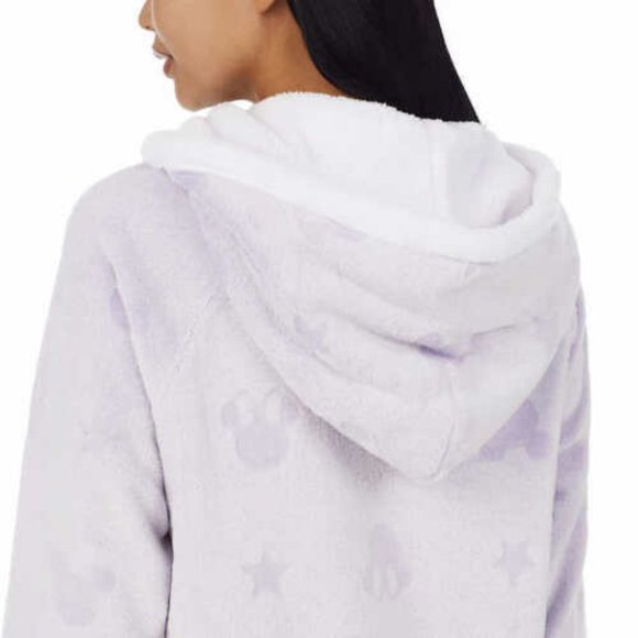 DISNEY Women Mickey Minnie Mouse Cozy Fleece Lounge Dress Hoodie Kangaroo Pocket - Picture 3 of 9